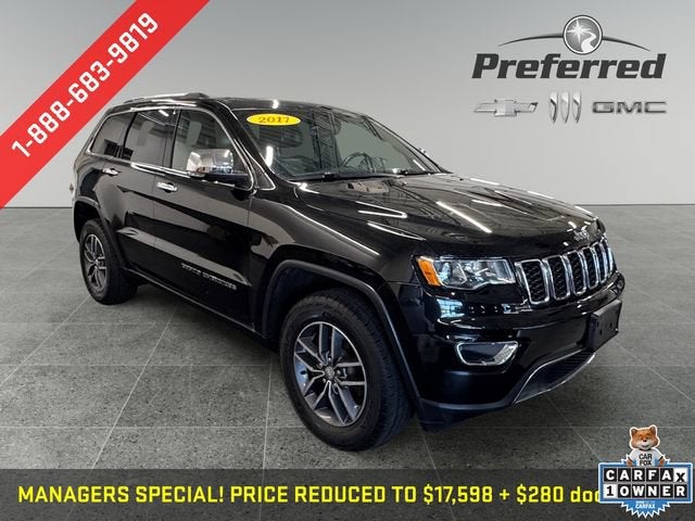 2017 Jeep Grand Cherokee Limited 4x4 in Black — front three-quarter view
