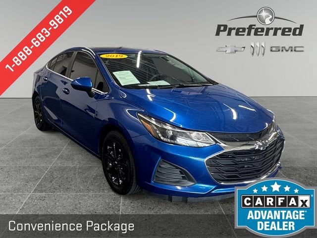 2019 Chevrolet Cruze LT in Kinetic Blue Metallic — front three-quarter view