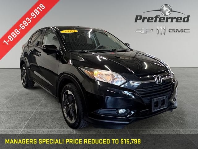 2018 Honda HR-V EX in Black — front three-quarter view