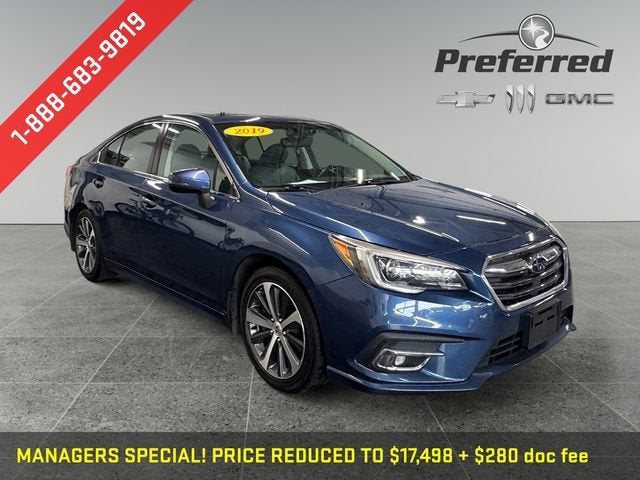 2019 Subaru Legacy Limited in Blue — front three-quarter view
