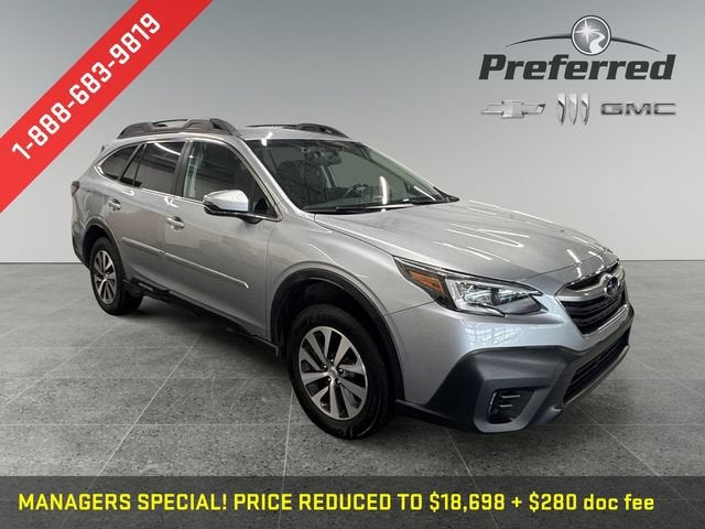 2020 Subaru Outback Premium in Silver — front three-quarter view