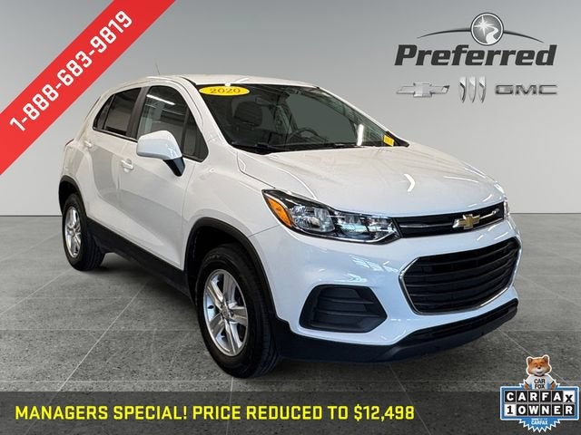 2020 Chevrolet Trax LS in Summit White — front three-quarter view