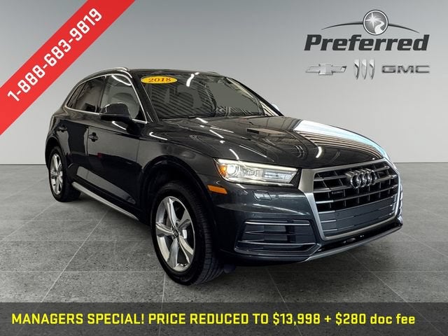 2018 Audi Q5 Premium Plus in Black — front three-quarter view